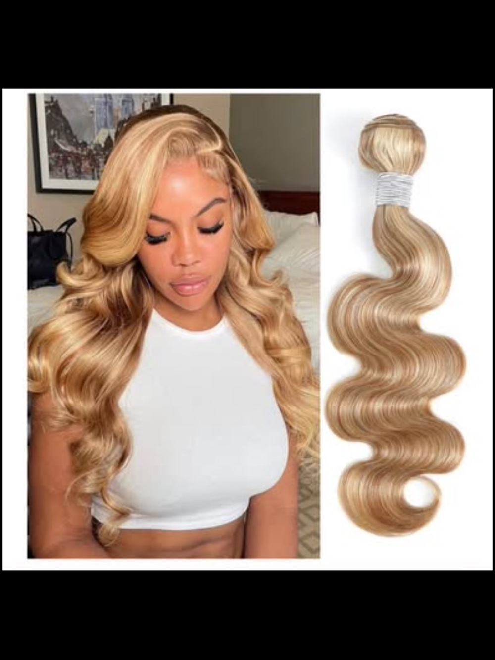 Honey blonde with highlights 27/613 HUMAN HAIR 18” extensions- NEW